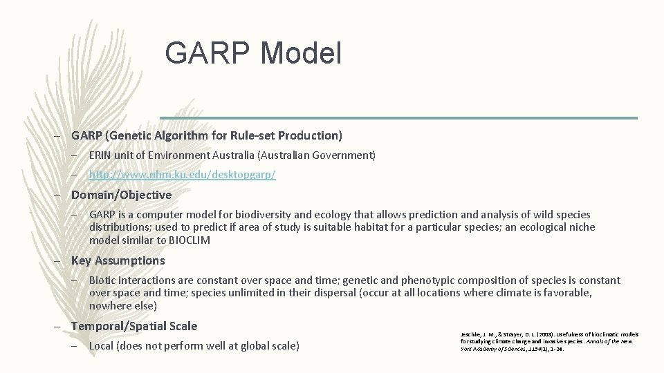 GARP Model – GARP (Genetic Algorithm for Rule-set Production) – ERIN unit of Environment