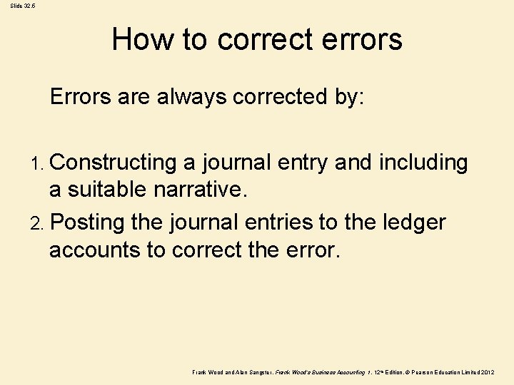 Slide 32. 5 How to correct errors Errors are always corrected by: 1. Constructing Slide 32. 5 How to correct errors Errors are always corrected by: 1. Constructing