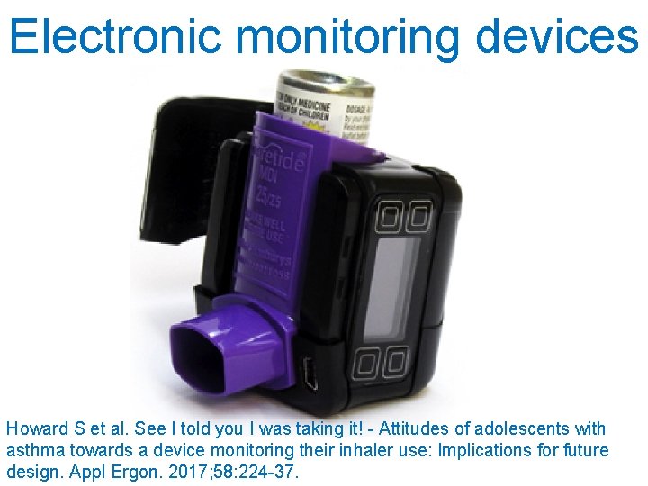 Electronic monitoring devices Howard S et al. See I told you I was taking