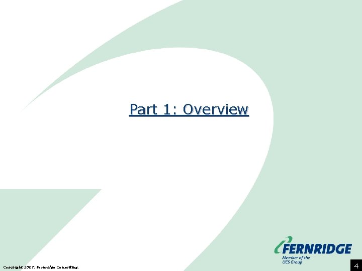 Part 1: Overview Copyright 2007: Fernridge Consulting. 4 