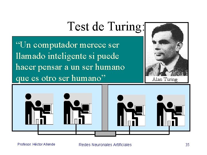 Test de Turing: “Un computador merece ser llamado inteligente si puede hacer pensar a