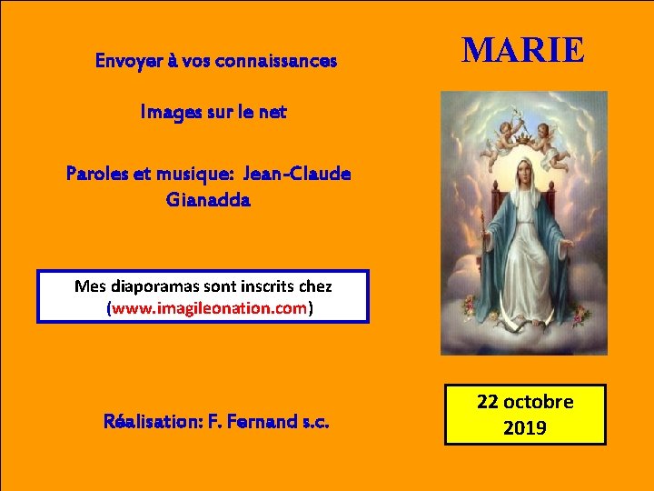 Envoyer à vos connaissances MARIE Images sur le net Paroles et musique: Jean-Claude Gianadda