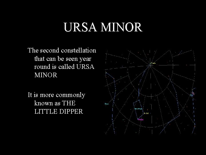 URSA MINOR The second constellation that can be seen year round is called URSA