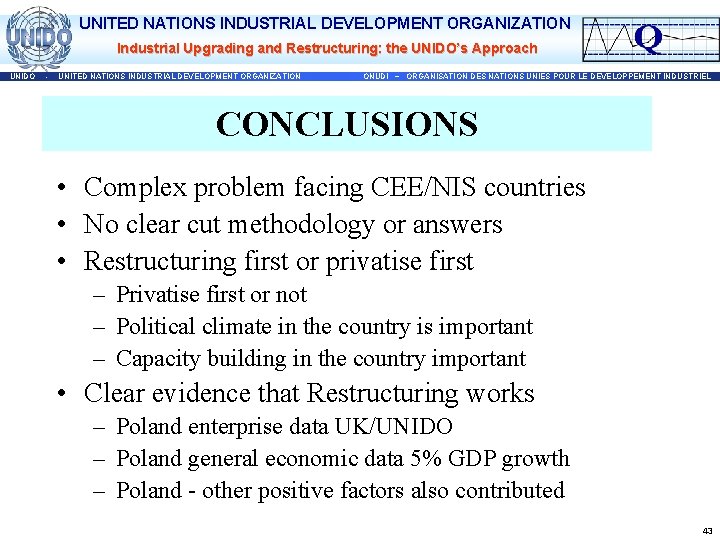 UNITED NATIONS INDUSTRIAL DEVELOPMENT ORGANIZATION Industrial Upgrading and Restructuring: the UNIDO’s Approach UNIDO -