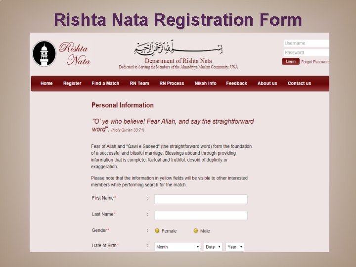 Rishta Nata Registration Form 