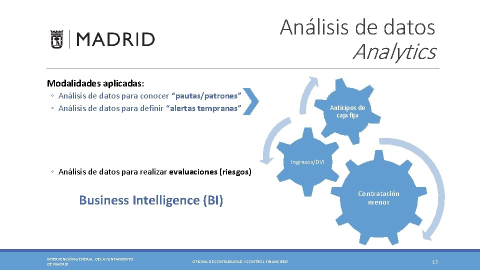 Análisis de datos Analytics Modalidades aplicadas: ◦ Análisis de datos para conocer “pautas/patrones” ◦ Análisis de datos Analytics Modalidades aplicadas: ◦ Análisis de datos para conocer “pautas/patrones” ◦