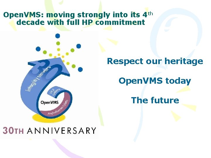 Open. VMS: moving strongly into its 4 th decade with full HP commitment Respect