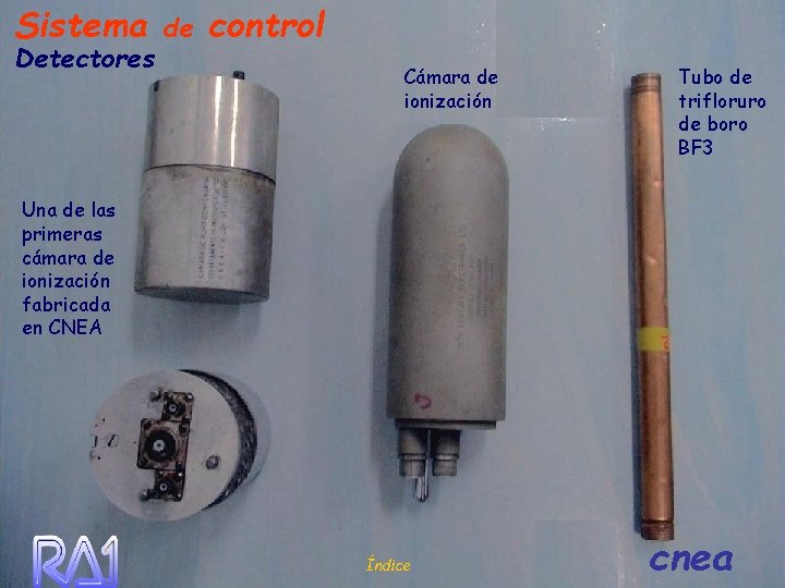 Sistema Detectores de control Cámara de ionización Tubo de trifloruro de boro BF 3