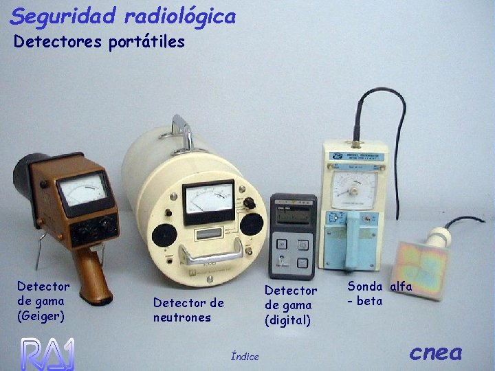 Seguridad radiológica Detectores portátiles Detector de gama (Geiger) Detector de gama (digital) Detector de Seguridad radiológica Detectores portátiles Detector de gama (Geiger) Detector de gama (digital) Detector de