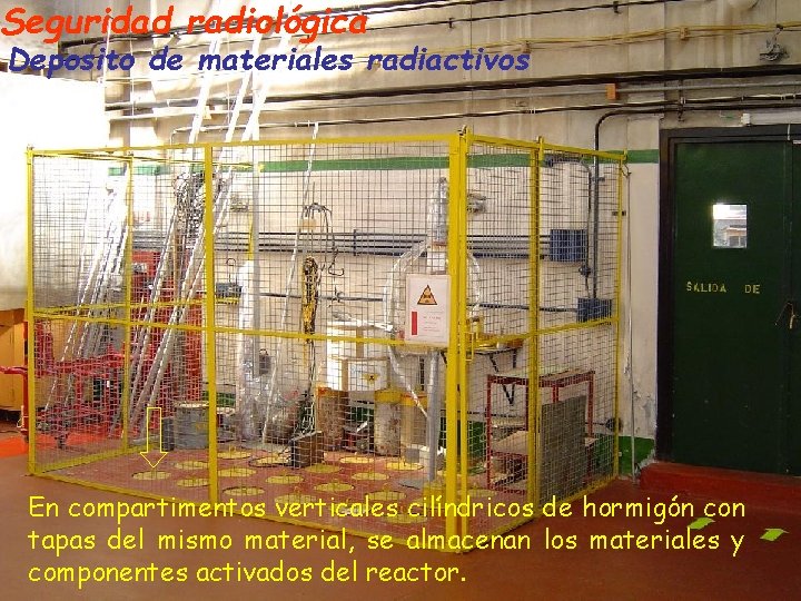 Seguridad radiológica Deposito de materiales radiactivos En compartimentos verticales cilíndricos de hormigón con tapas
