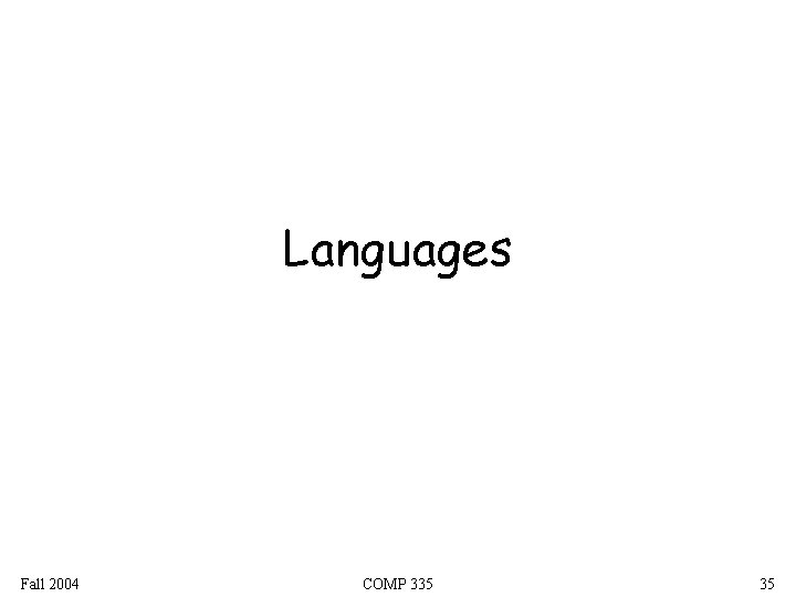 Languages Fall 2004 COMP 335 35 