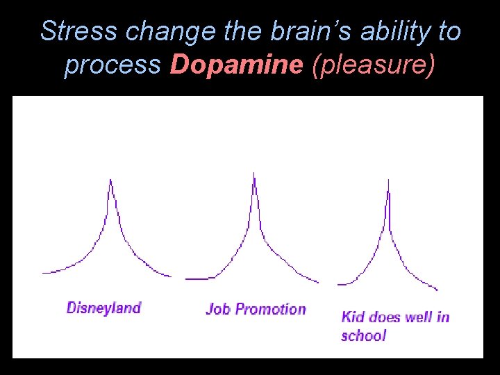 Stress change the brain’s ability to process Dopamine (pleasure) 