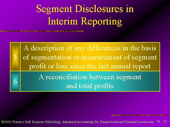 Segment Disclosures in Interim Reporting A description of any differences in the basis 5 Segment Disclosures in Interim Reporting A description of any differences in the basis 5