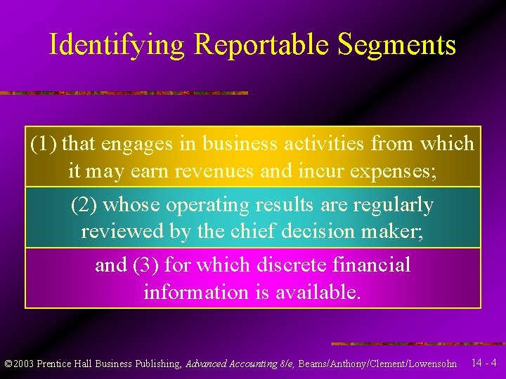 Identifying Reportable Segments (1) that engages in business activities from which it may earn Identifying Reportable Segments (1) that engages in business activities from which it may earn