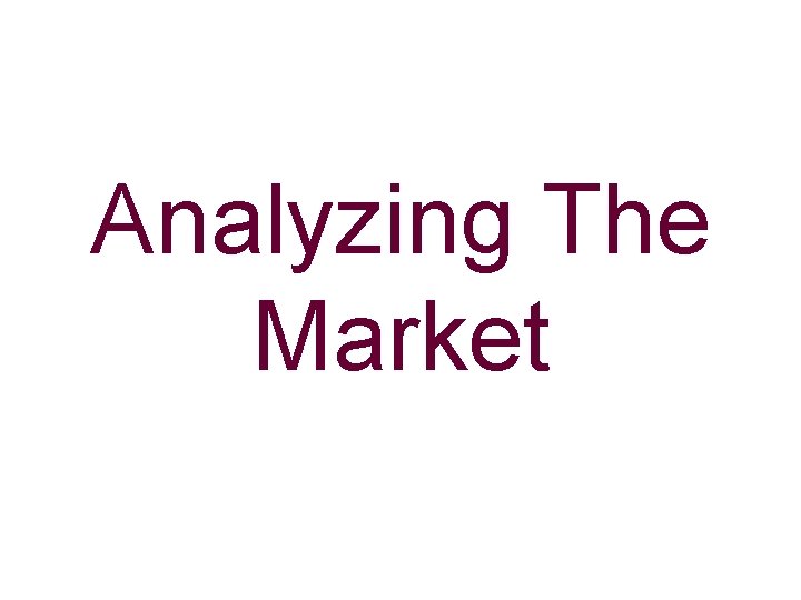 Analyzing The Market 