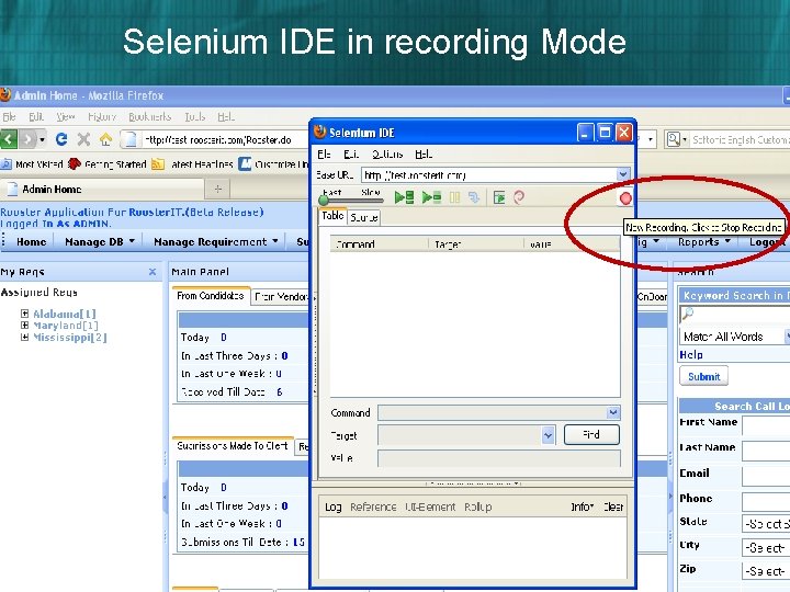 Selenium IDE in recording Mode 