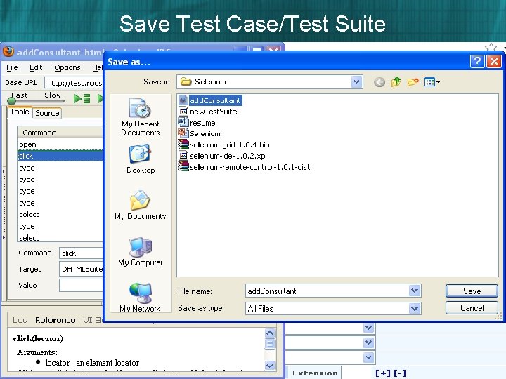 Save Test Case/Test Suite 
