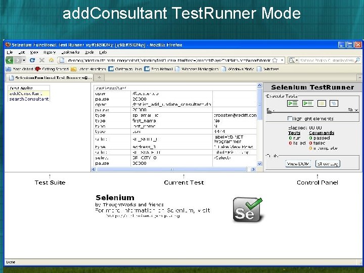 add. Consultant Test. Runner Mode 