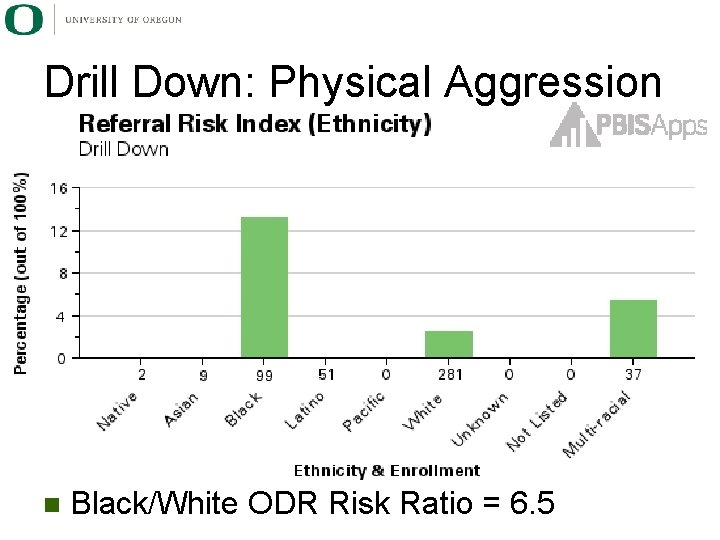 Drill Down: Physical Aggression n Black/White ODR Risk Ratio = 6. 5 