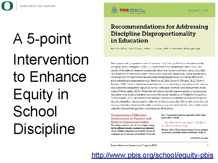 A 5 -point Intervention to Enhance Equity in School Discipline http: //www. pbis. org/school/equity-pbis