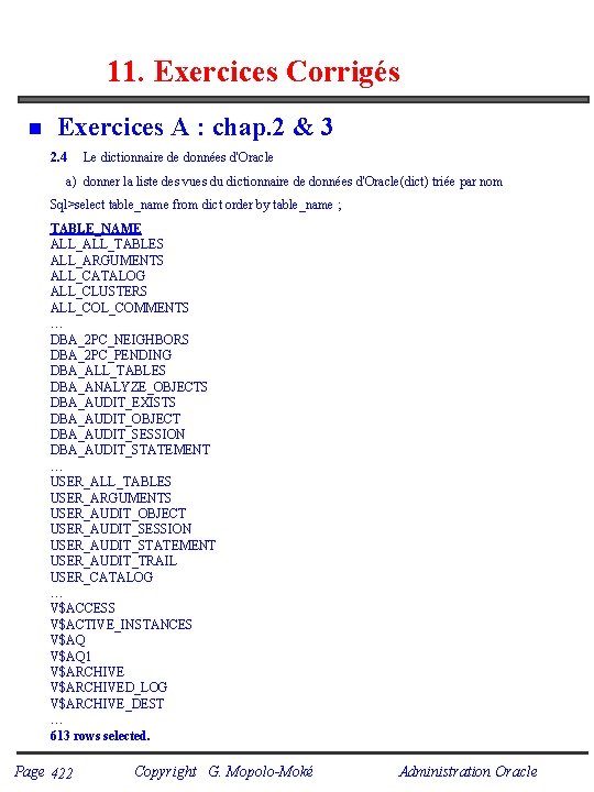 11. Exercices Corrigés n Exercices A : chap. 2 & 3 2. 4 Le 11. Exercices Corrigés n Exercices A : chap. 2 & 3 2. 4 Le