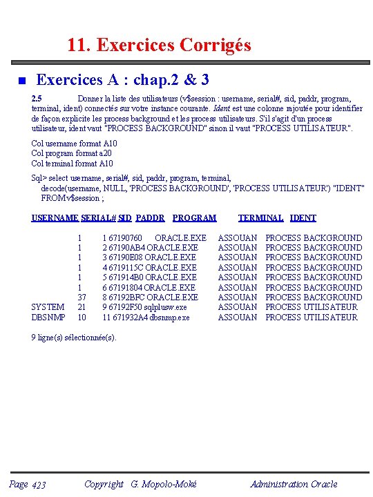 11. Exercices Corrigés n Exercices A : chap. 2 & 3 2. 5 Donner 11. Exercices Corrigés n Exercices A : chap. 2 & 3 2. 5 Donner