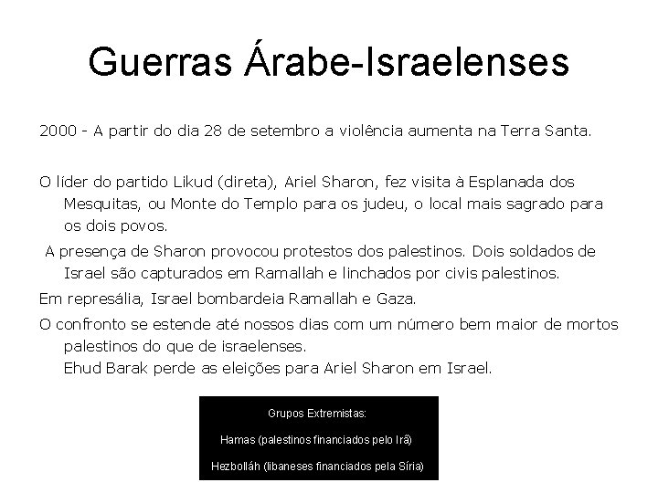 Guerras Árabe-Israelenses 2000 - A partir do dia 28 de setembro a violência aumenta