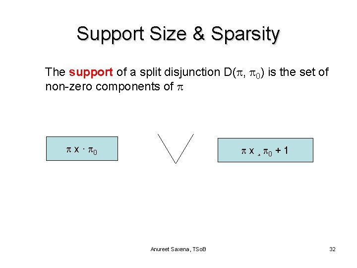 Support Size & Sparsity The support of a split disjunction D( , 0) is