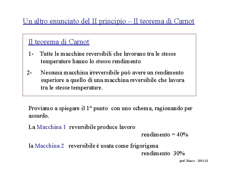 Un altro enunciato del II principio – Il teorema di Carnot 1 - Tutte