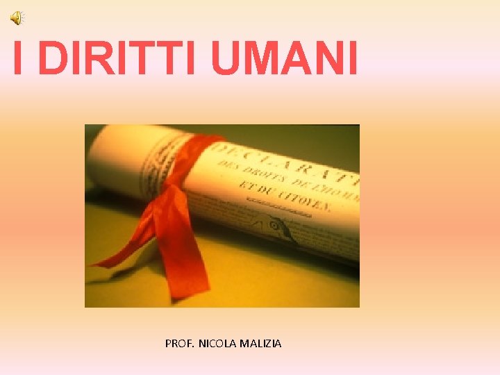 I DIRITTI UMANI PROF. NICOLA MALIZIA 