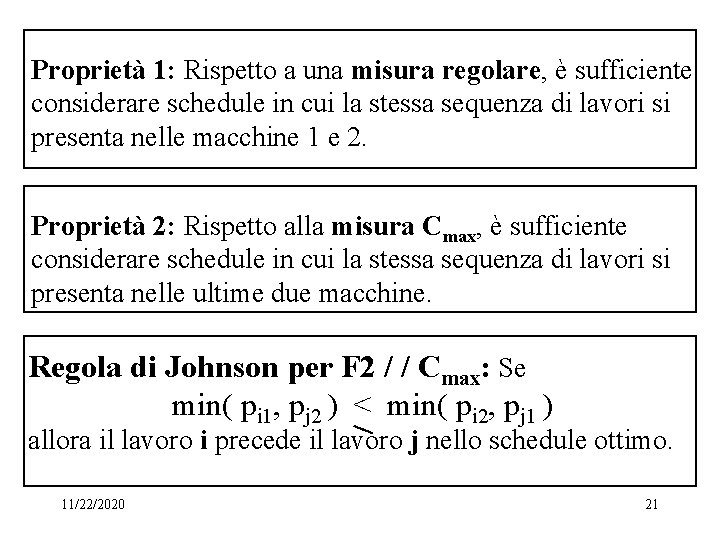 Proprietà 1: Rispetto a una misura regolare, è sufficiente considerare schedule in cui la