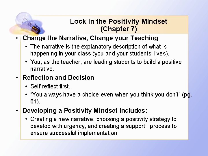 Lock in the Positivity Mindset (Chapter 7) • Change the Narrative, Change your Teaching