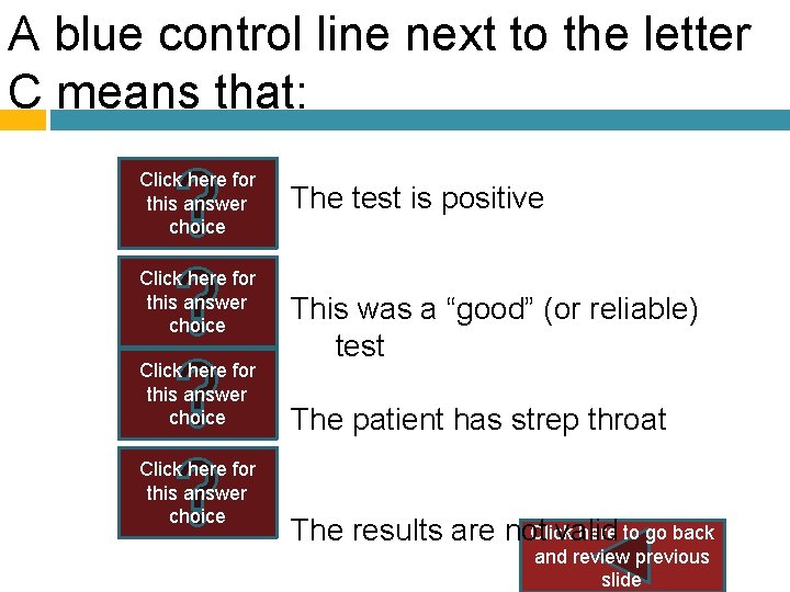 A blue control line next to the letter C means that: Click here for A blue control line next to the letter C means that: Click here for