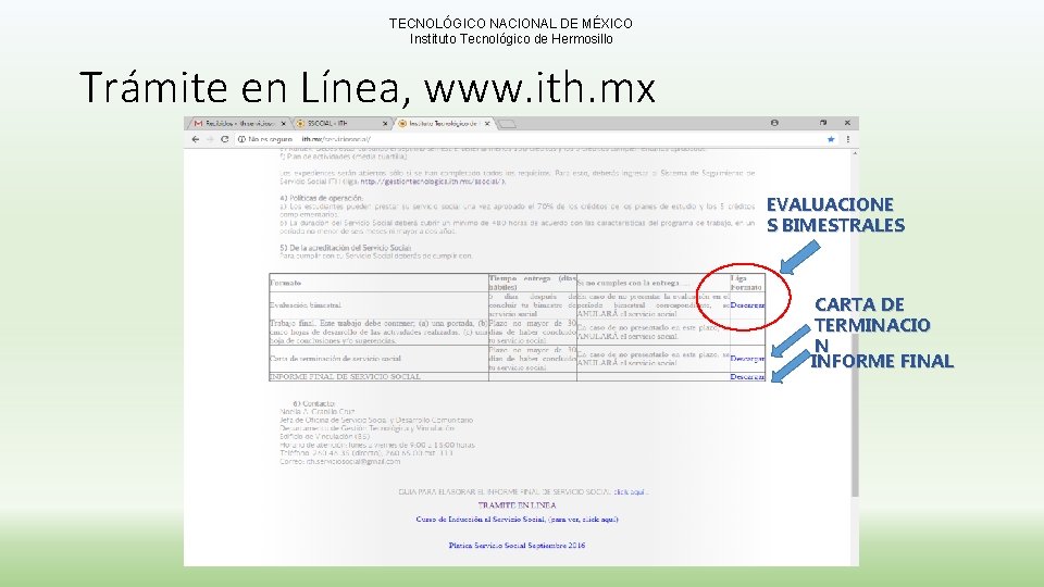 TECNOLÓGICO NACIONAL DE MÉXICO Instituto Tecnológico de Hermosillo Trámite en Línea, www. ith. mx