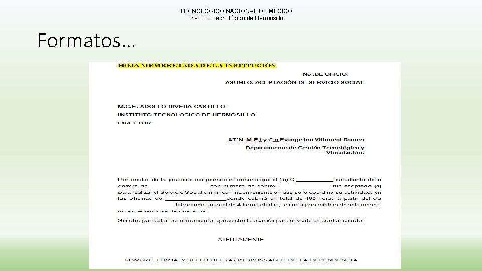 TECNOLÓGICO NACIONAL DE MÉXICO Instituto Tecnológico de Hermosillo Formatos… 
