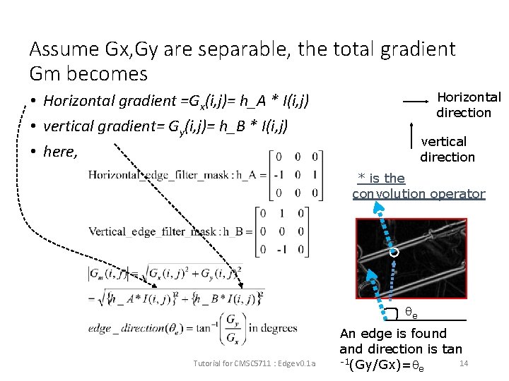 Assume Gx, Gy are separable, the total gradient Gm becomes Horizontal direction • Horizontal