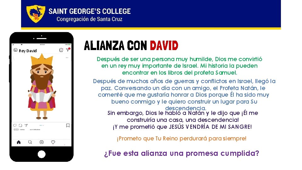 Rey David ALIANZA CON DAVID Después de ser una persona muy humilde, Dios me