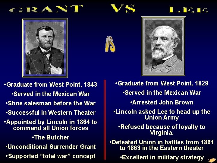  • Graduate from West Point, 1843 • Graduate from West Point, 1829 •