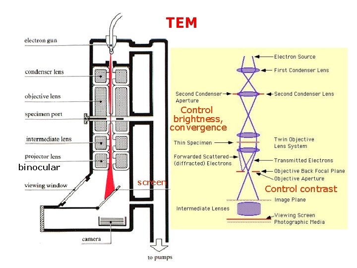 TEM Control brightness, convergence binocular screen Control contrast 