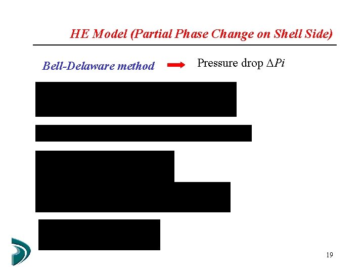 HE Model (Partial Phase Change on Shell Side) Bell-Delaware method Pressure drop Pi 19