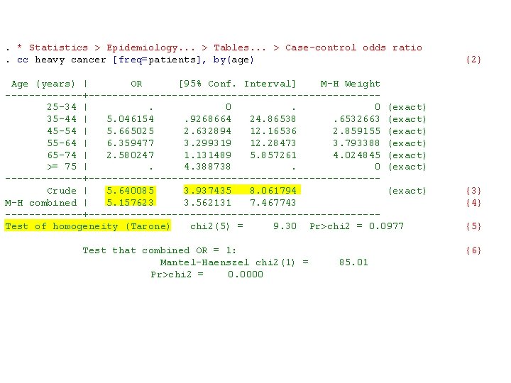 . * Statistics > Epidemiology. . . > Tables. . . > Case-control odds