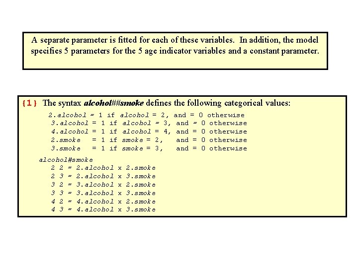 A separate parameter is fitted for each of these variables. In addition, the model