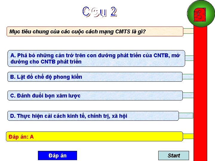 Mục tiêu chung của các cuộc cách mạng CMTS là gì? A. Phá bỏ