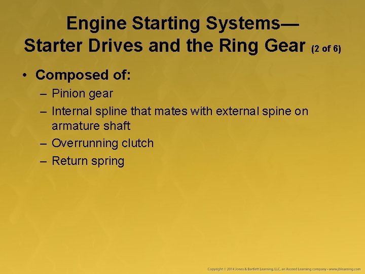 Engine Starting Systems— Starter Drives and the Ring Gear (2 of 6) • Composed Engine Starting Systems— Starter Drives and the Ring Gear (2 of 6) • Composed