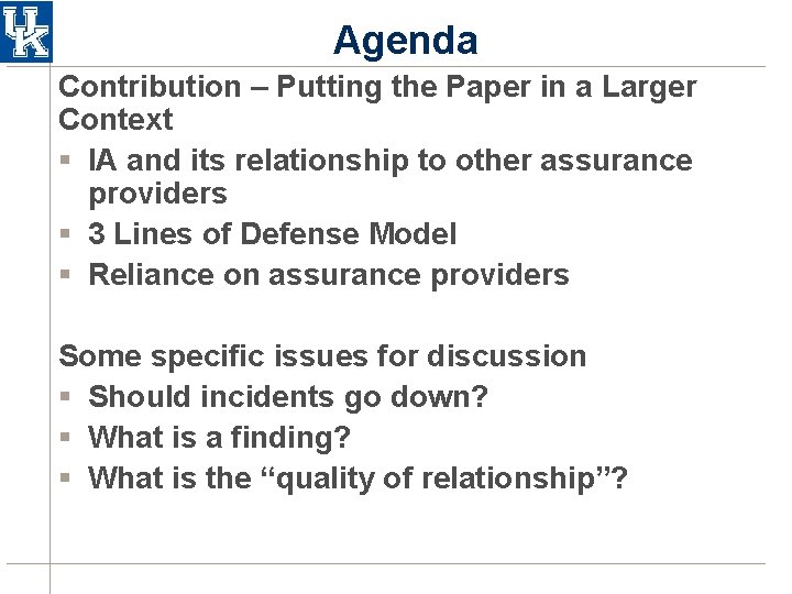 Agenda Contribution – Putting the Paper in a Larger Context § IA and its Agenda Contribution – Putting the Paper in a Larger Context § IA and its