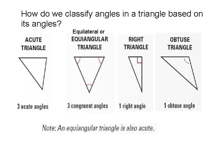How do we classify angles in a triangle based on its angles? Equilateral or