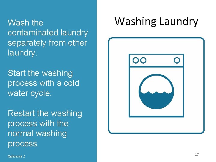 Wash the contaminated laundry separately from other laundry. Washing Laundry Start the washing process