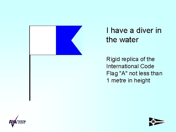 I have a diver in the water Rigid replica of the International Code Flag