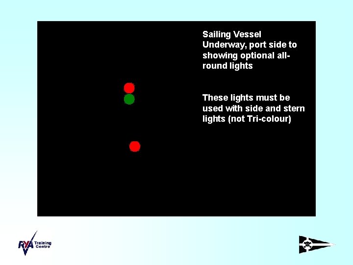 Sailing Vessel Underway, port side to showing optional allround lights These lights must be