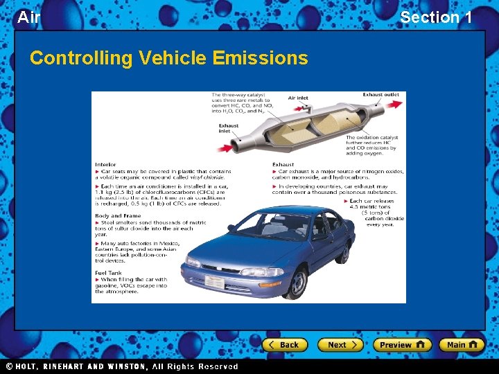Air Controlling Vehicle Emissions Section 1 
